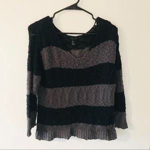 Forever 21 Black and Gray Striped Sweater